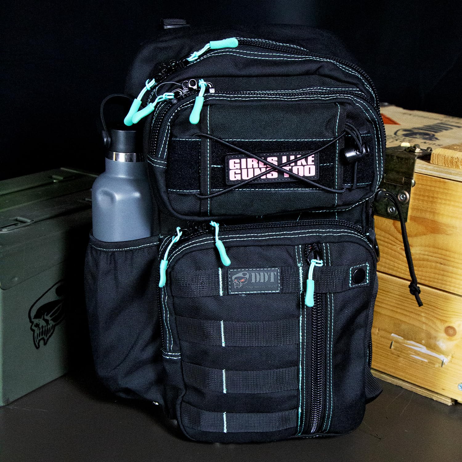 DDT Assassing Large Sling Bag Ice, top handle detail for quick grabbing