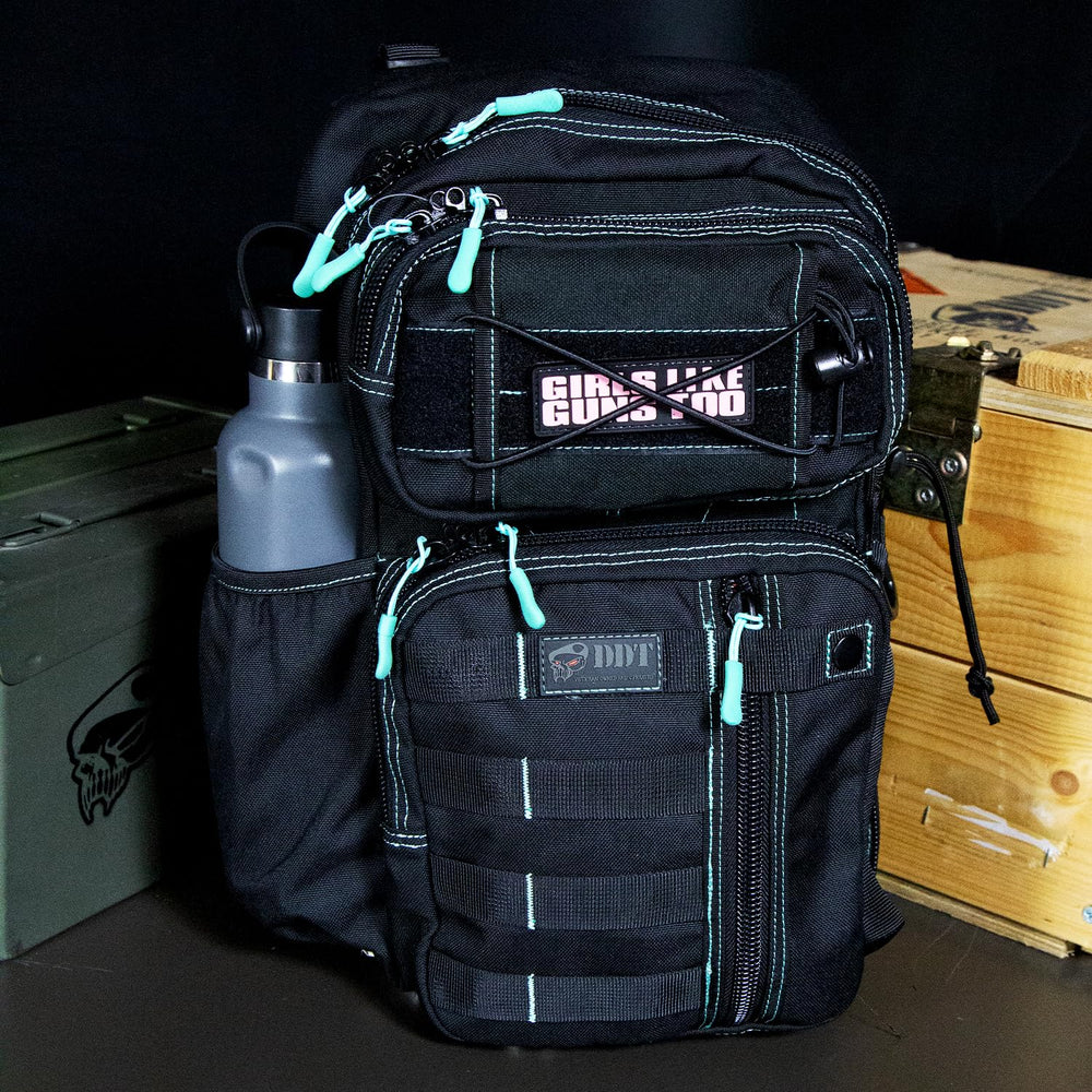 DDT Assassing Large Sling Bag Ice, top handle detail for quick grabbing