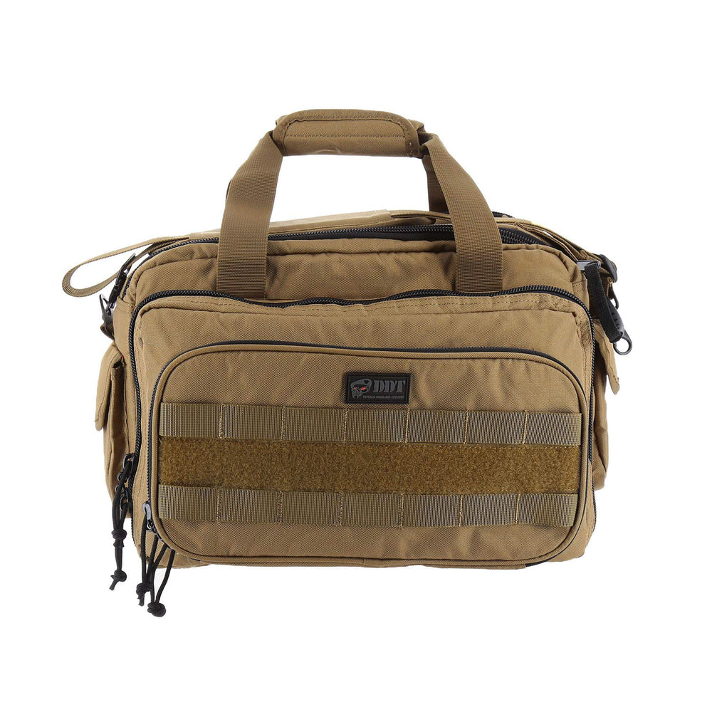 DDT Ranger padded range bag front view shows sturdy carry and compact storage.