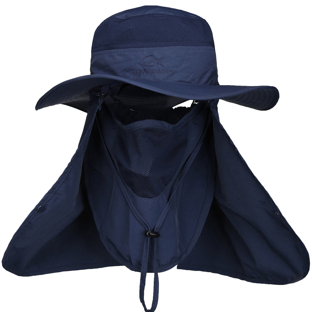 Removable neck flap extended for full sun coverage