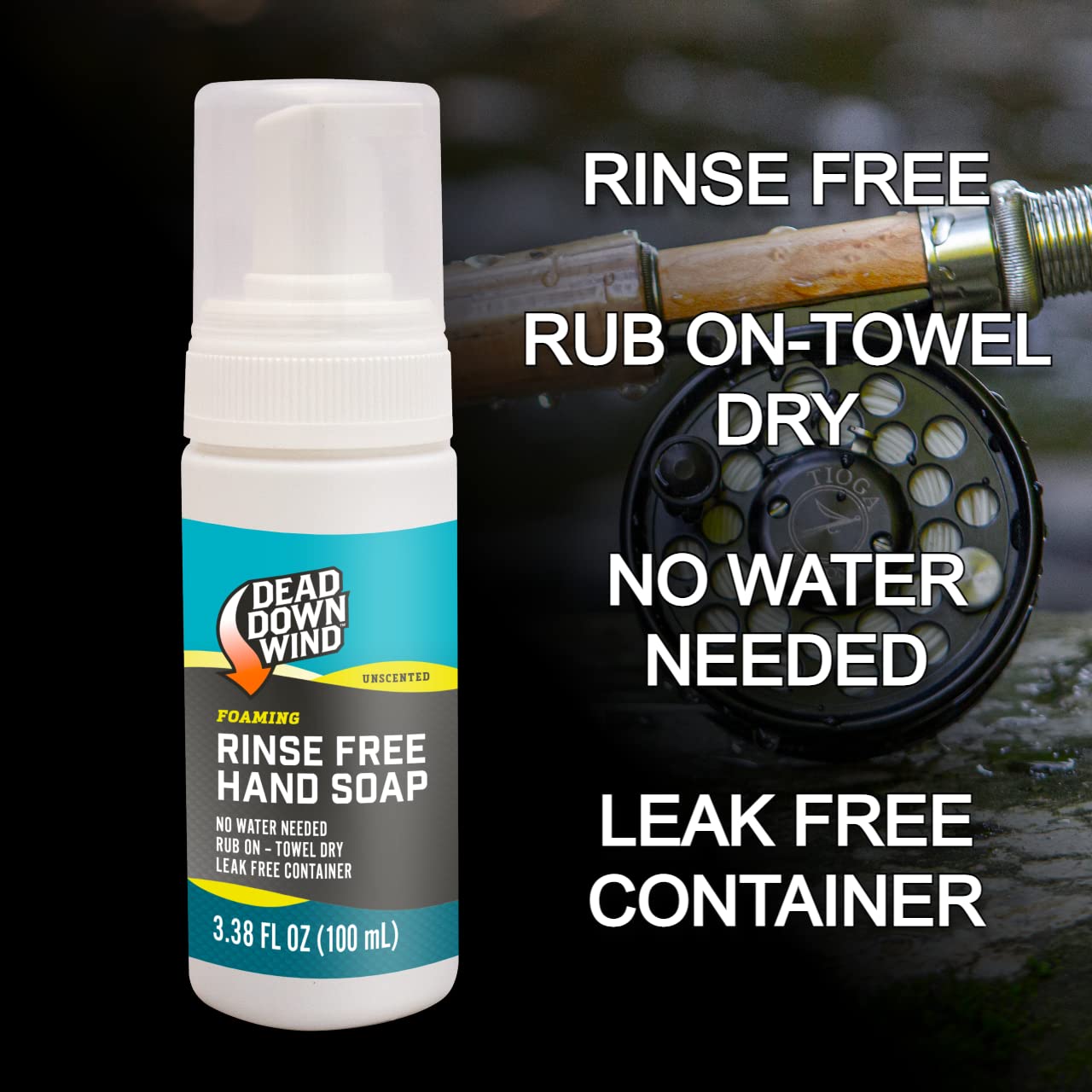 DEAD DOWN WIND 3.38 oz pump soap is portable for camping and hiking.