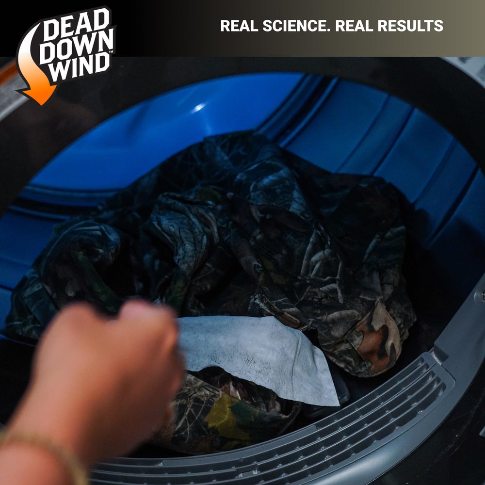 Dead Down Wind biodegradable dryer sheets for eco-conscious hunting laundry