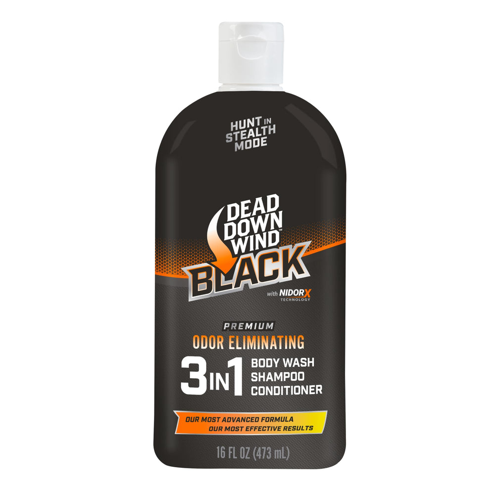Dead Down Wind BLACK 3-in-1 bottle showing scent elimination for hunting