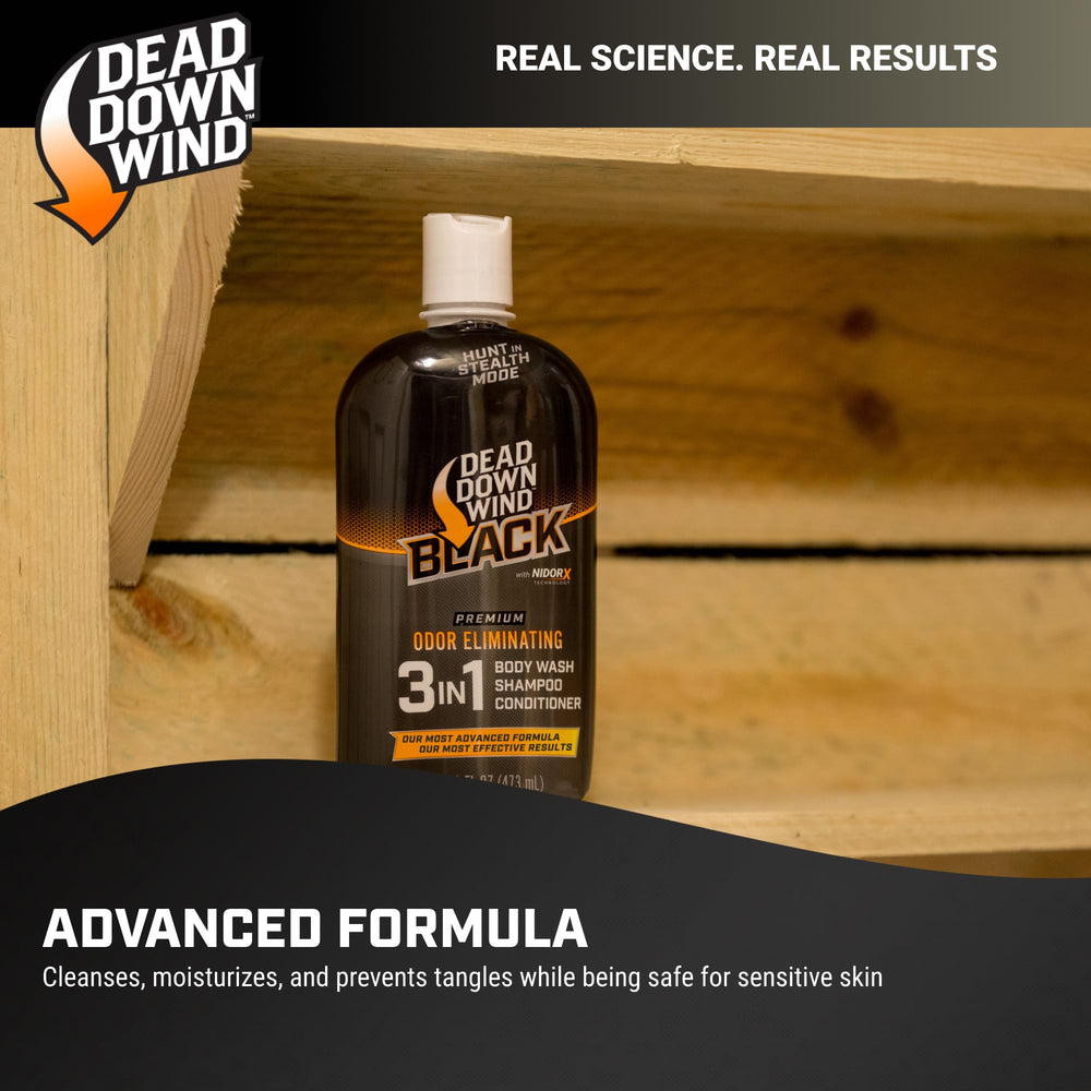 Dead Down Wind BLACK huntress-approved conditioner supports long hair in the field