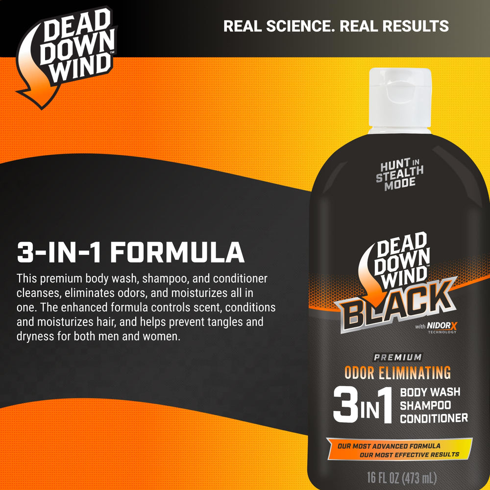 Dead Down Wind BLACK odor-elimination lather demonstrates cleansing and odor control