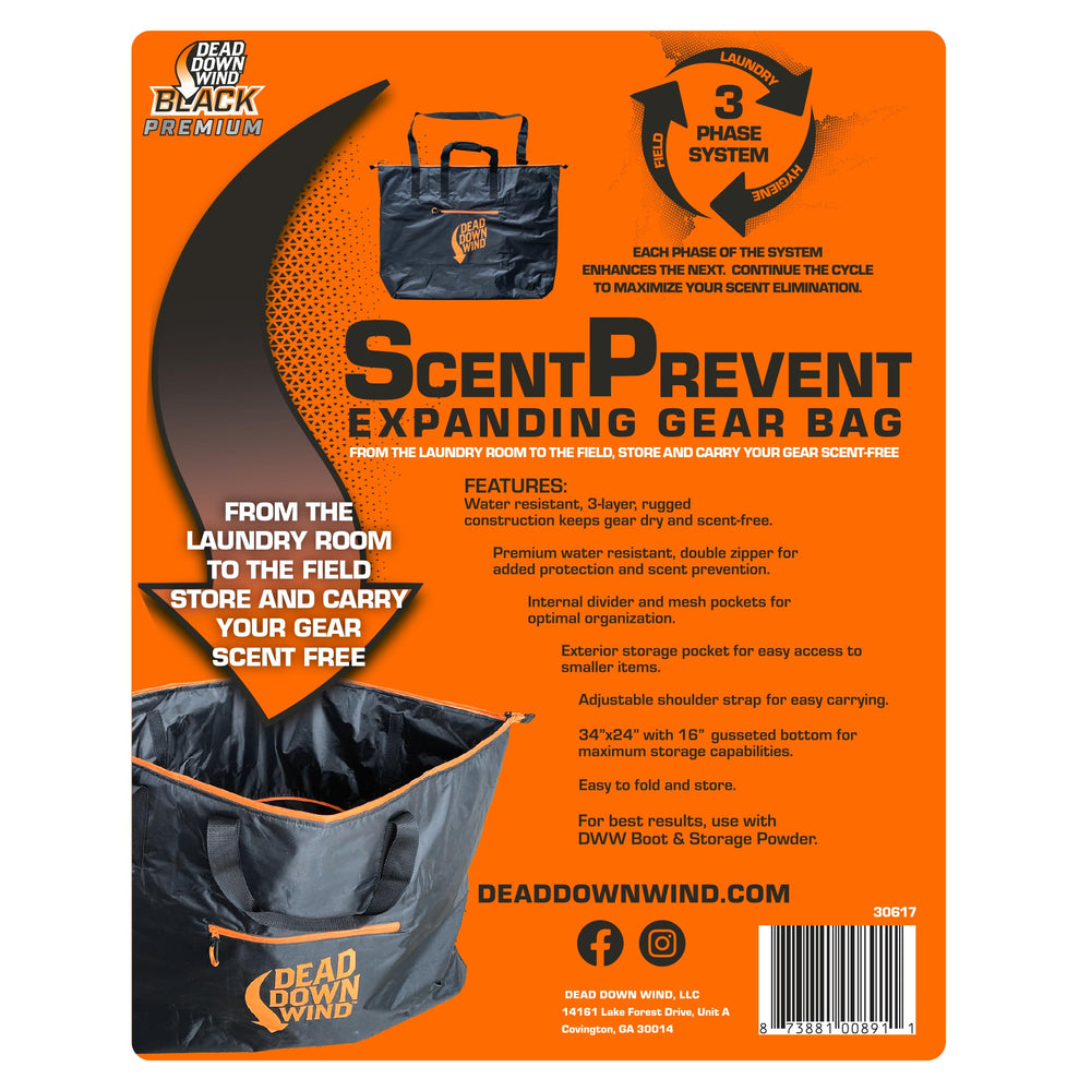 Exterior pocket on Dead Down Wind bag for quick-access small items