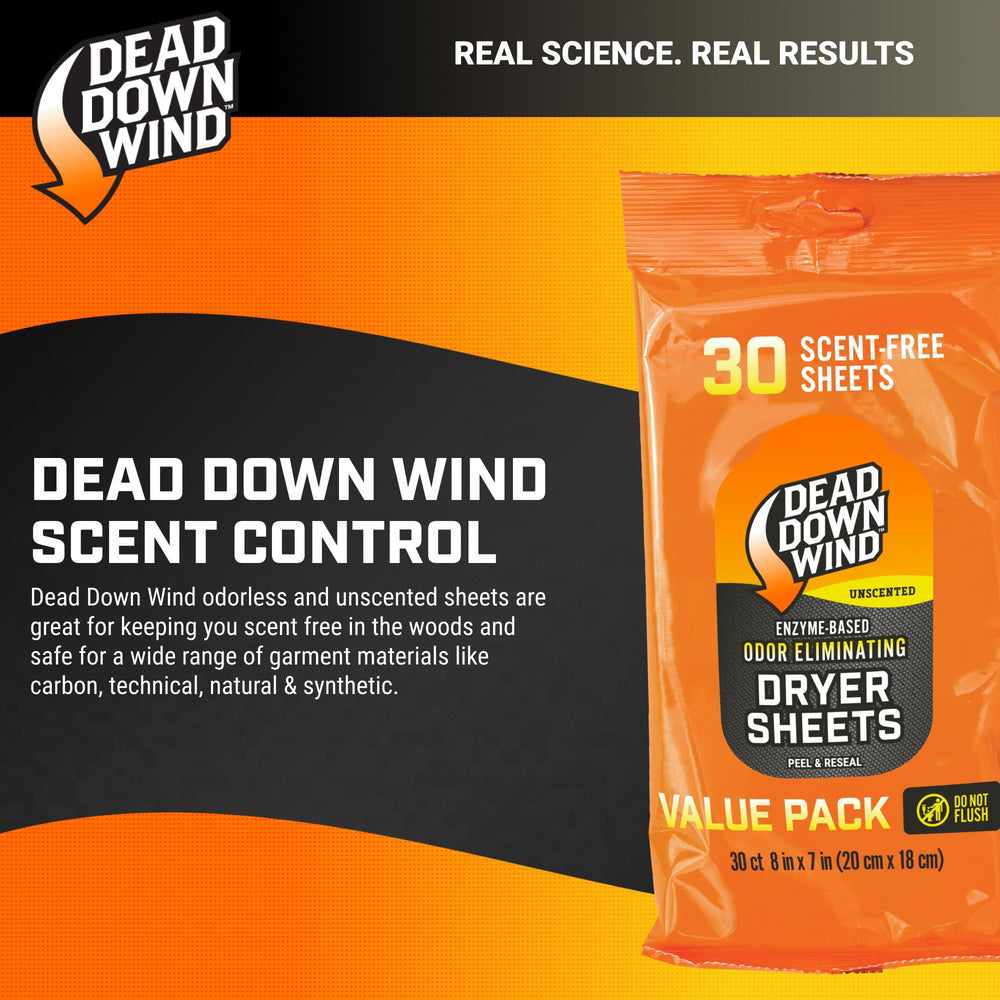 Dead Down Wind sheets in packaging for odor elimination on hunting gear.