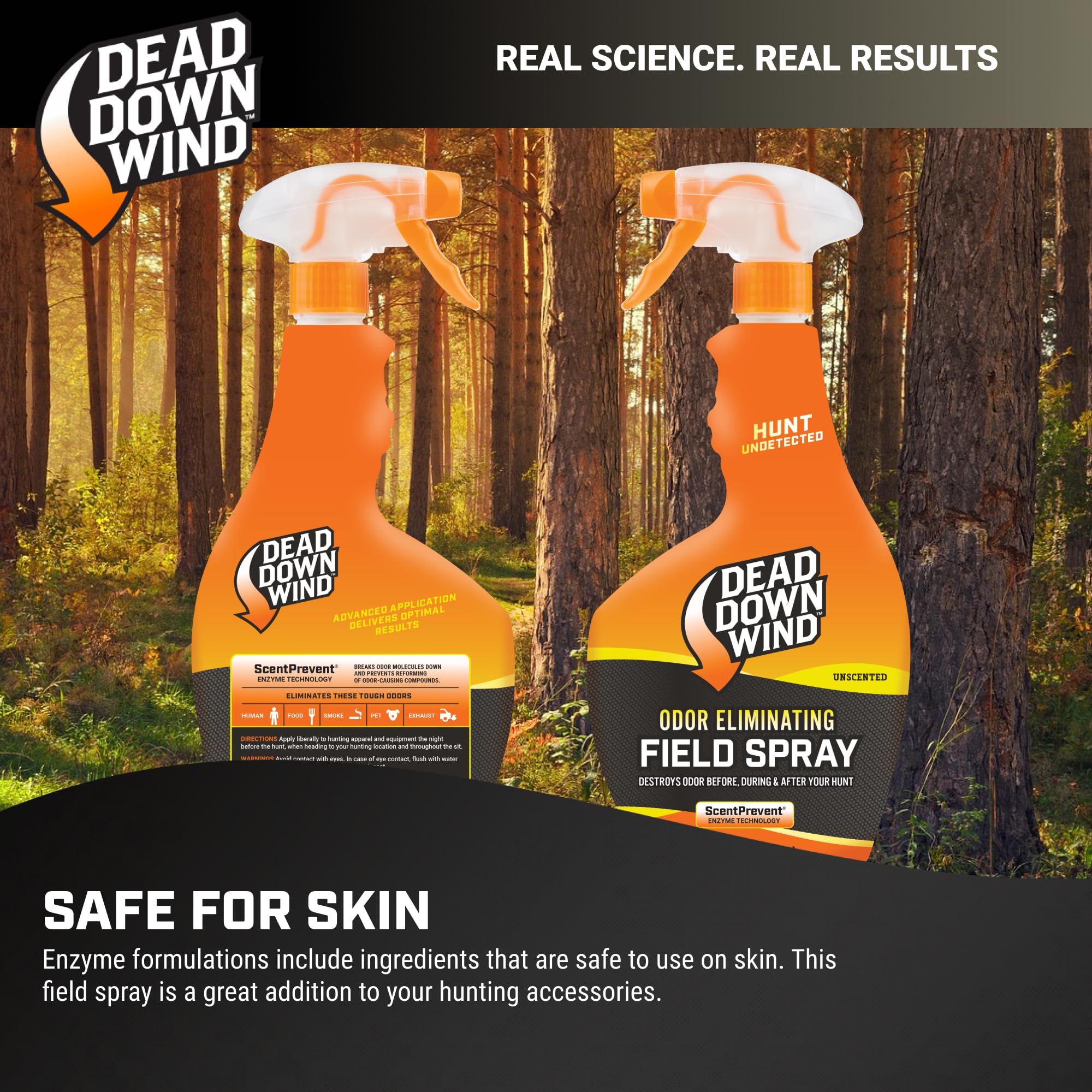 Dead Down Wind Evolve field spray mist in action on clothing to reduce odors