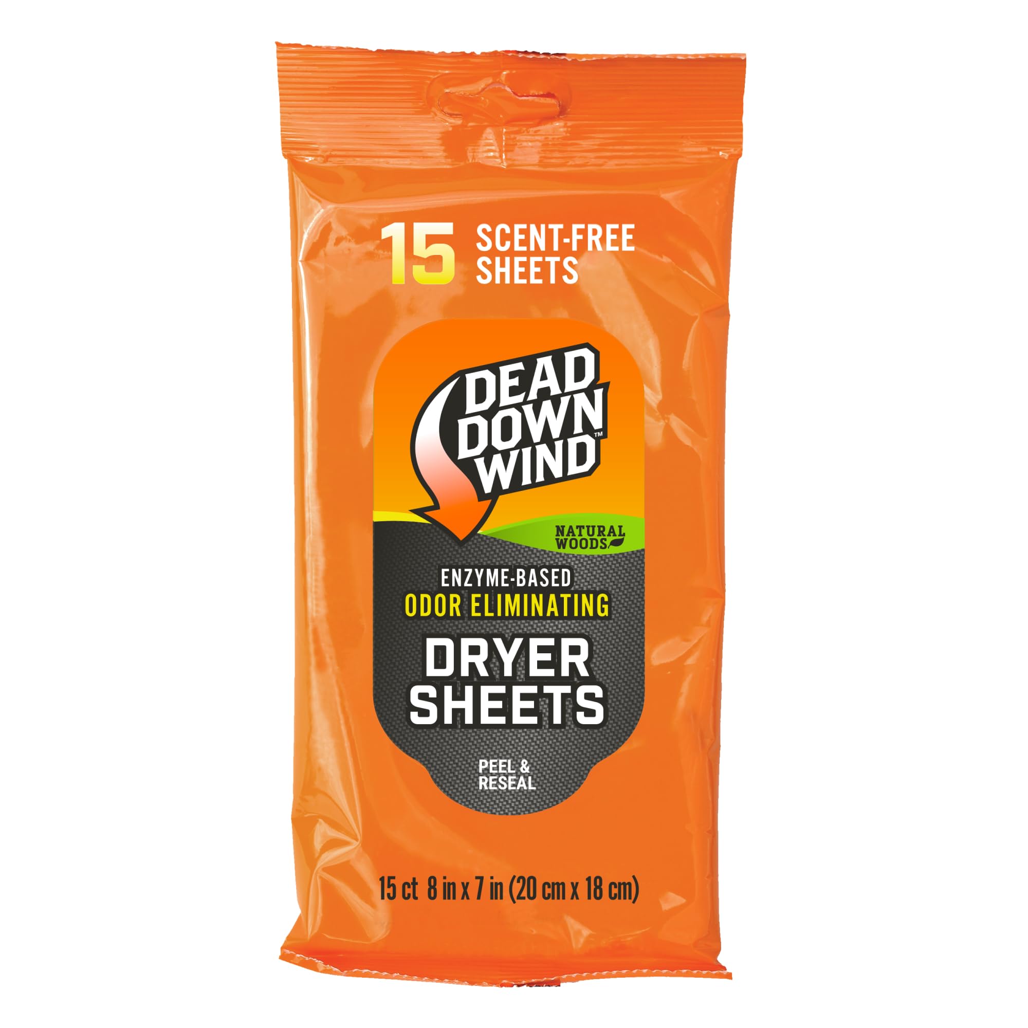 Dead Down Wind Natural Woods dryer sheets for odor elimination on hunting gear