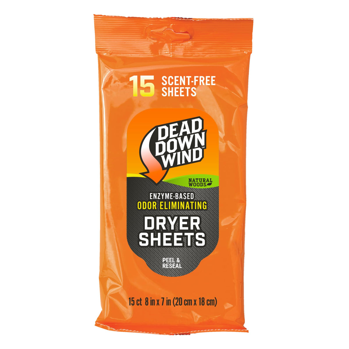 Dead Down Wind Natural Woods dryer sheets for odor elimination on hunting gear