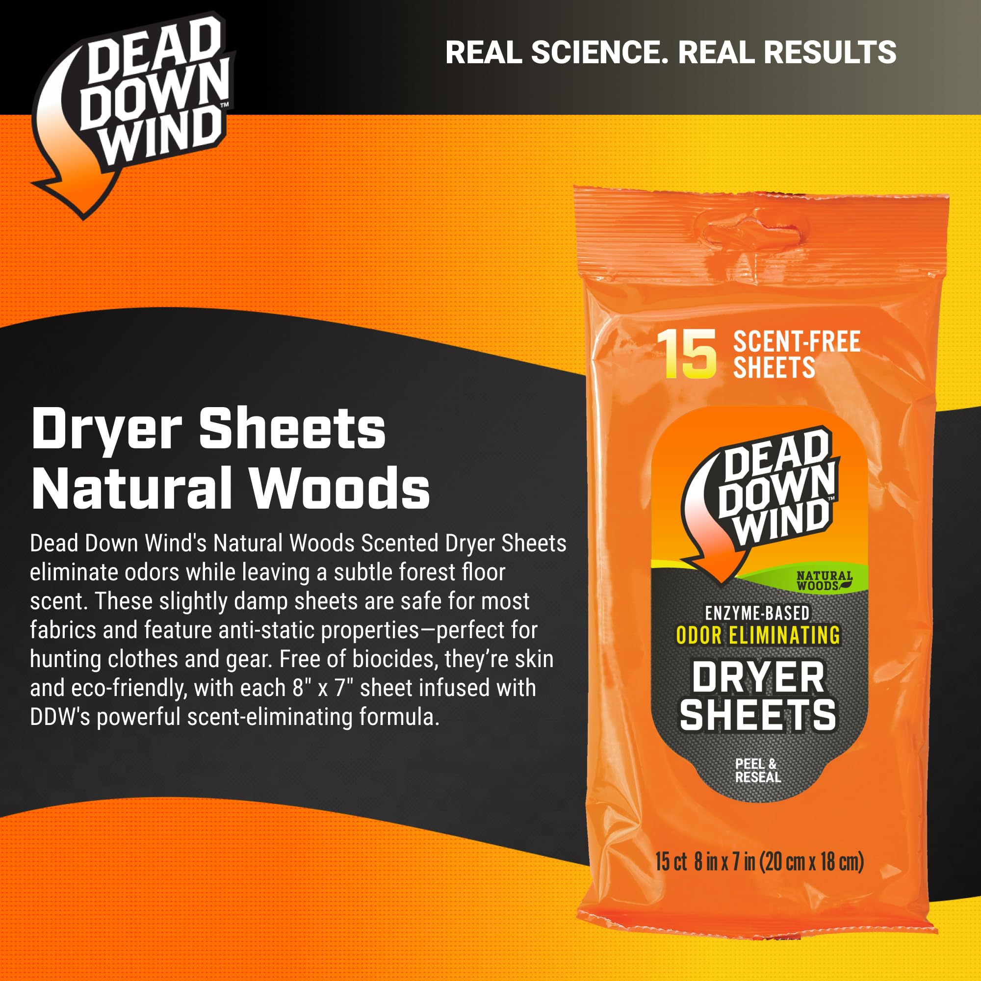 Dead Down Wind forest-scented sheets delivering odor control for outdoor apparel