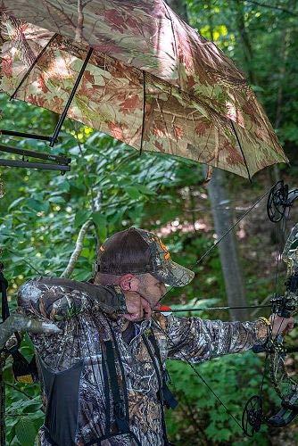 Dead Ringer Tree Stand Umbrella provides canopy shelter during early morning hunts.