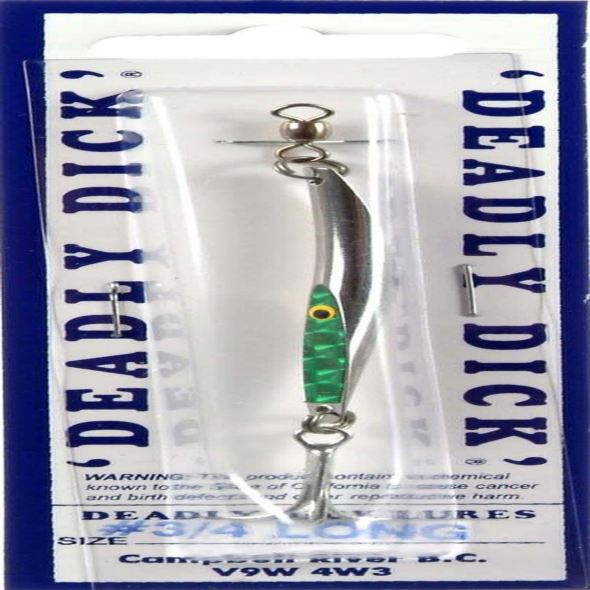Deadly Dick long green 3-4-ounce lure ideal for surf casting.