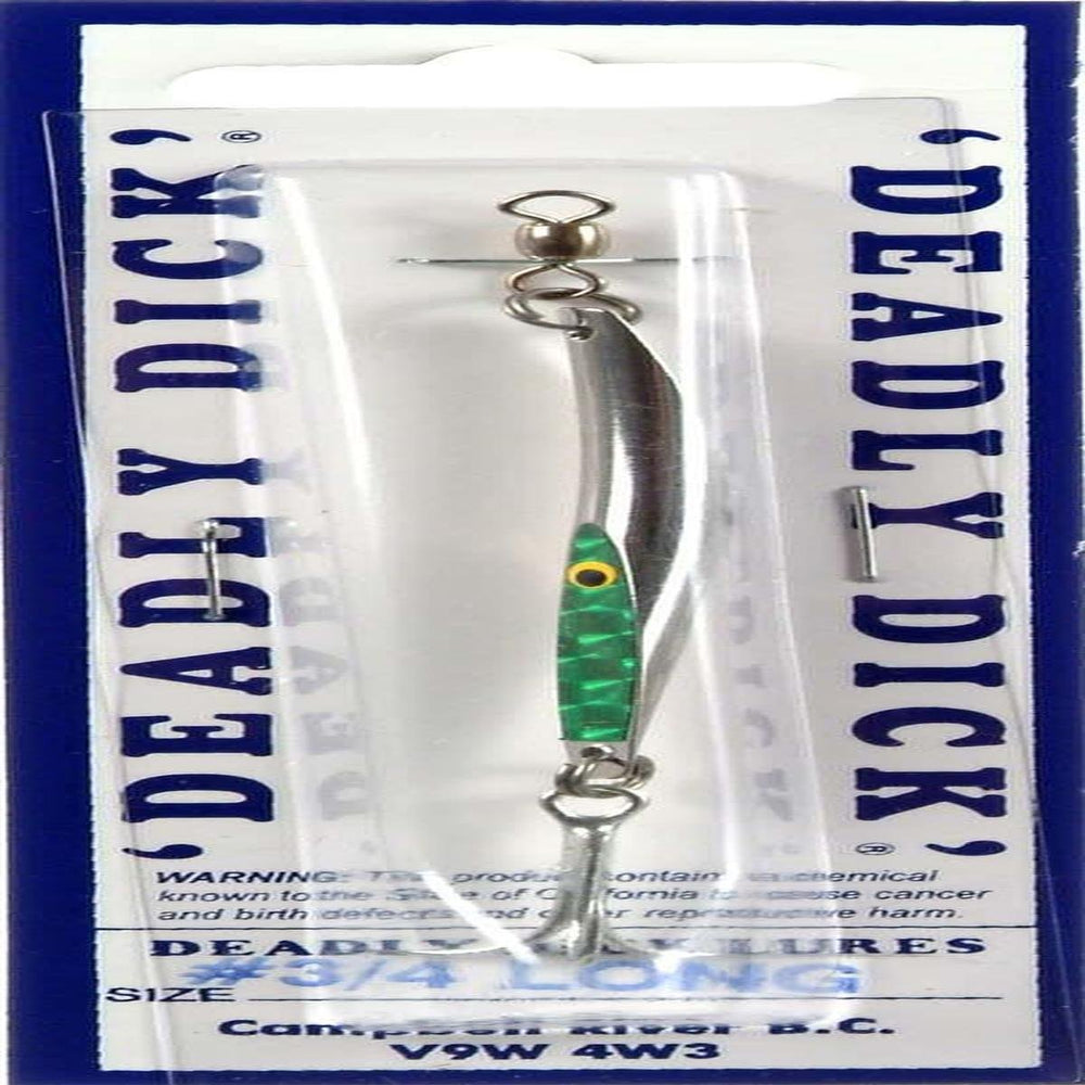 Deadly Dick long green 3-4-ounce lure ideal for surf casting.