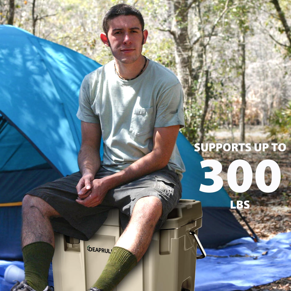 DEAPRULL 30QT cooler on-beach-ready setup for sunny outings.