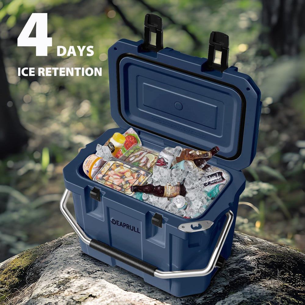 DEAPRULL 30qt cooler double latches highlights secure closure and long-lasting cold