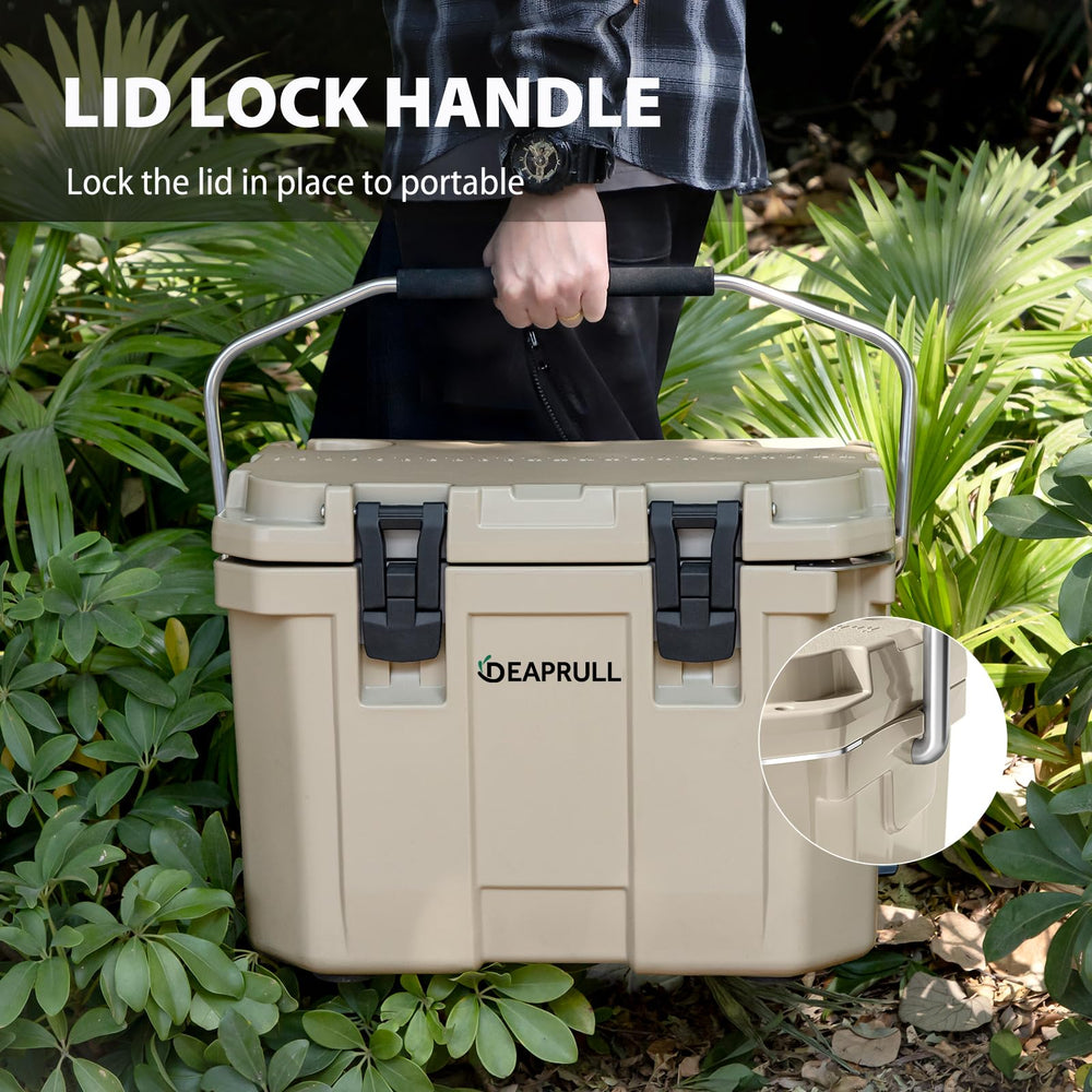 DEAPRULL 30QT cooler double-latches secure ice for long trips.