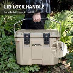 DEAPRULL 30QT cooler double-latches secure ice for long trips.