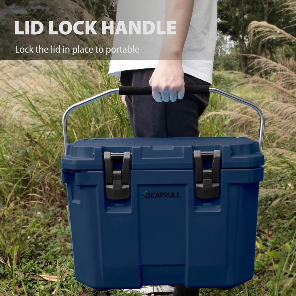 DEAPRULL 30qt cooler lid handle shows easy portability during trips and camping