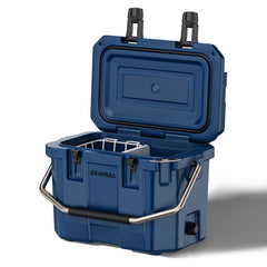 DEAPRULL 30qt hard cooler side view emphasizes rugged build for outdoor adventures