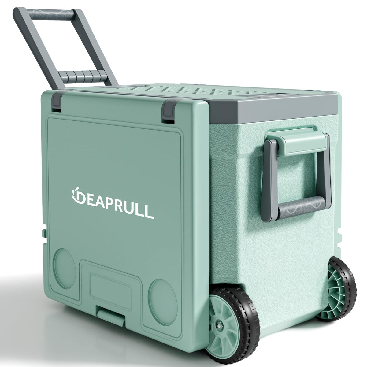 DEAPRULL 36QT cooler side view with wheels for easy transport