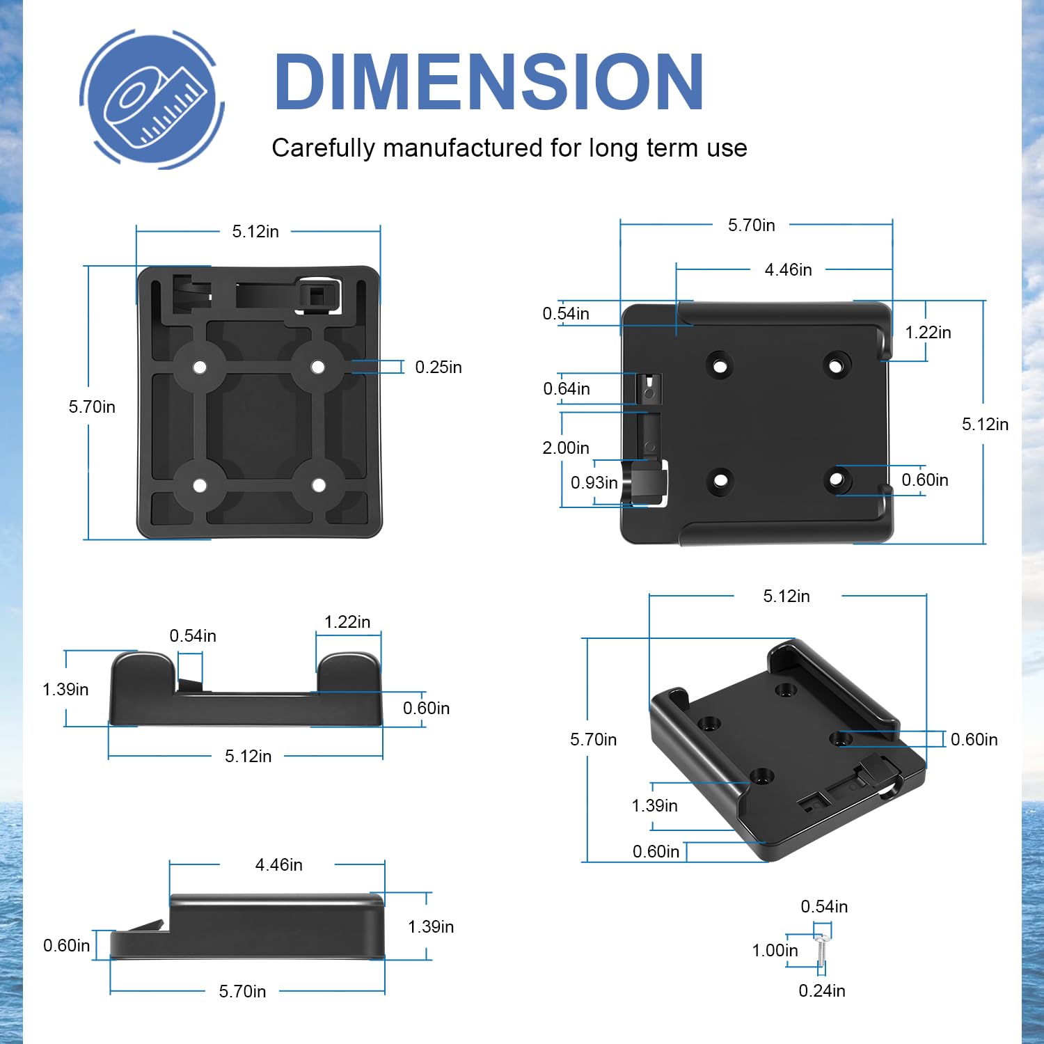 Base with four stainless steel screws included