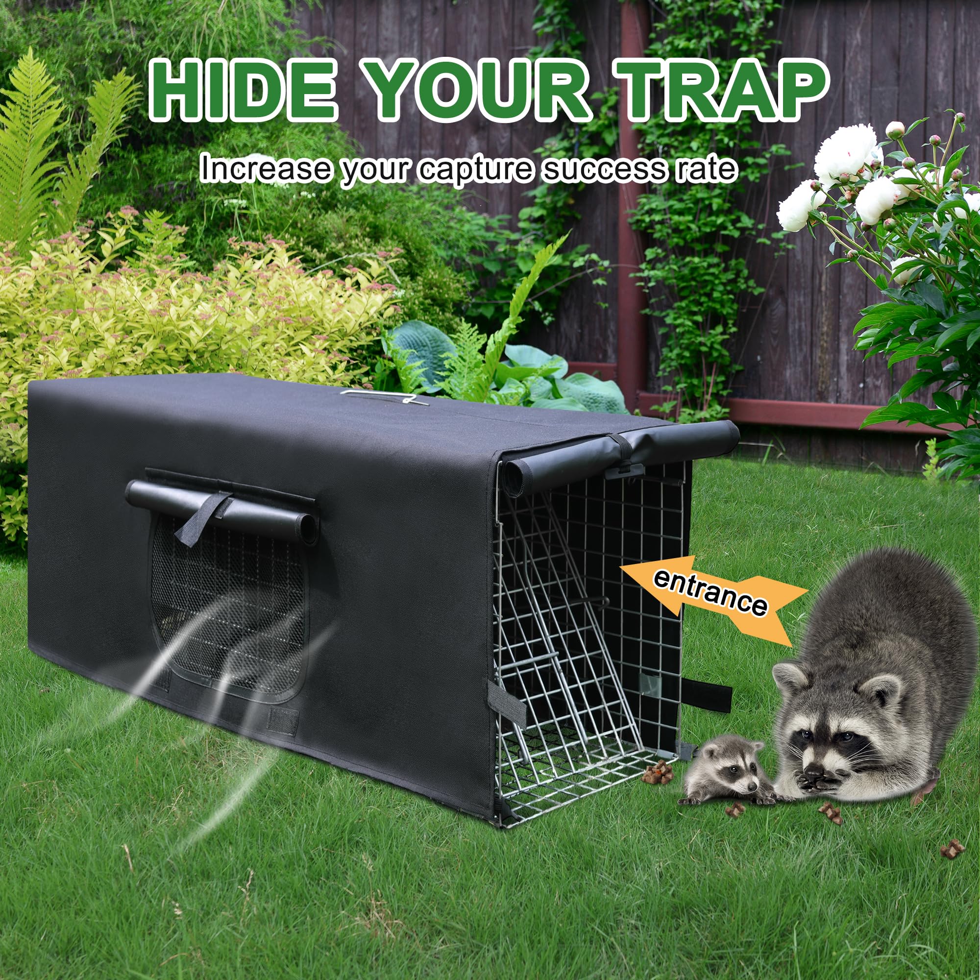 Deblue cover creates a calm, shaded environment for trapped animals
