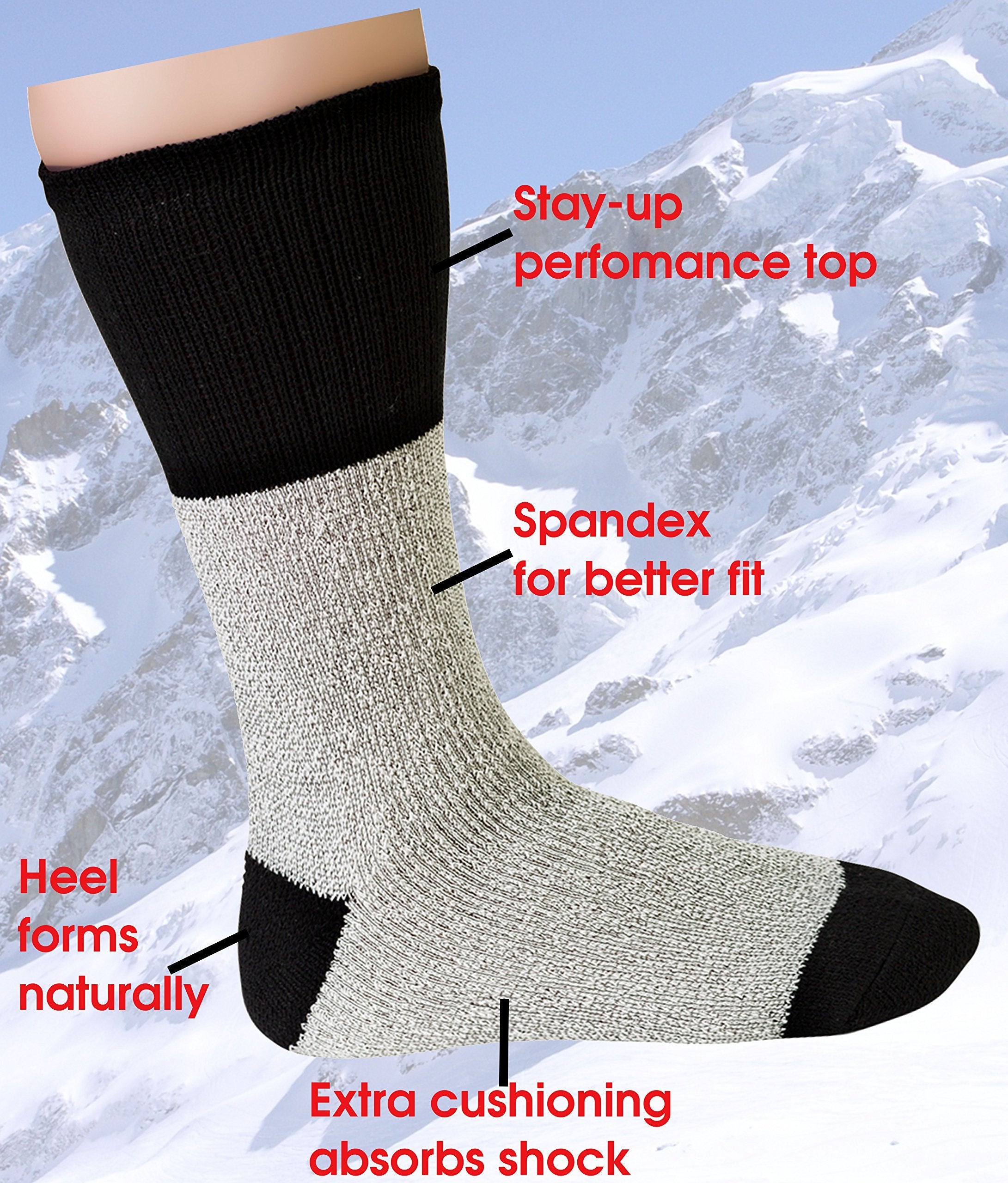 Pack-shot of Debra Weitzner thermal socks highlights warmth and versatility