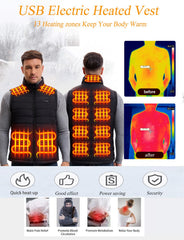 Deceny CB heated vest back heat zones deliver even warmth for outdoor activities.