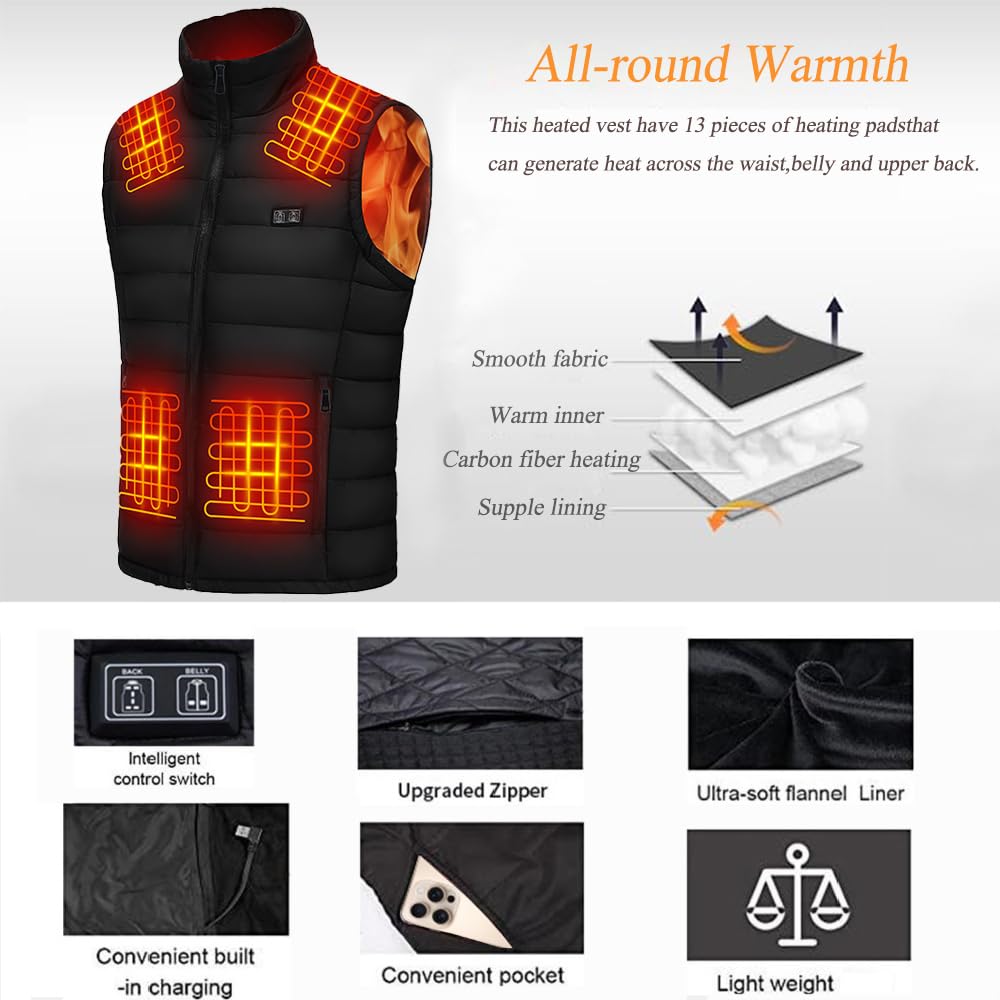 Deceny CB heated vest worn outdoors, ideal for hiking or cold office days.