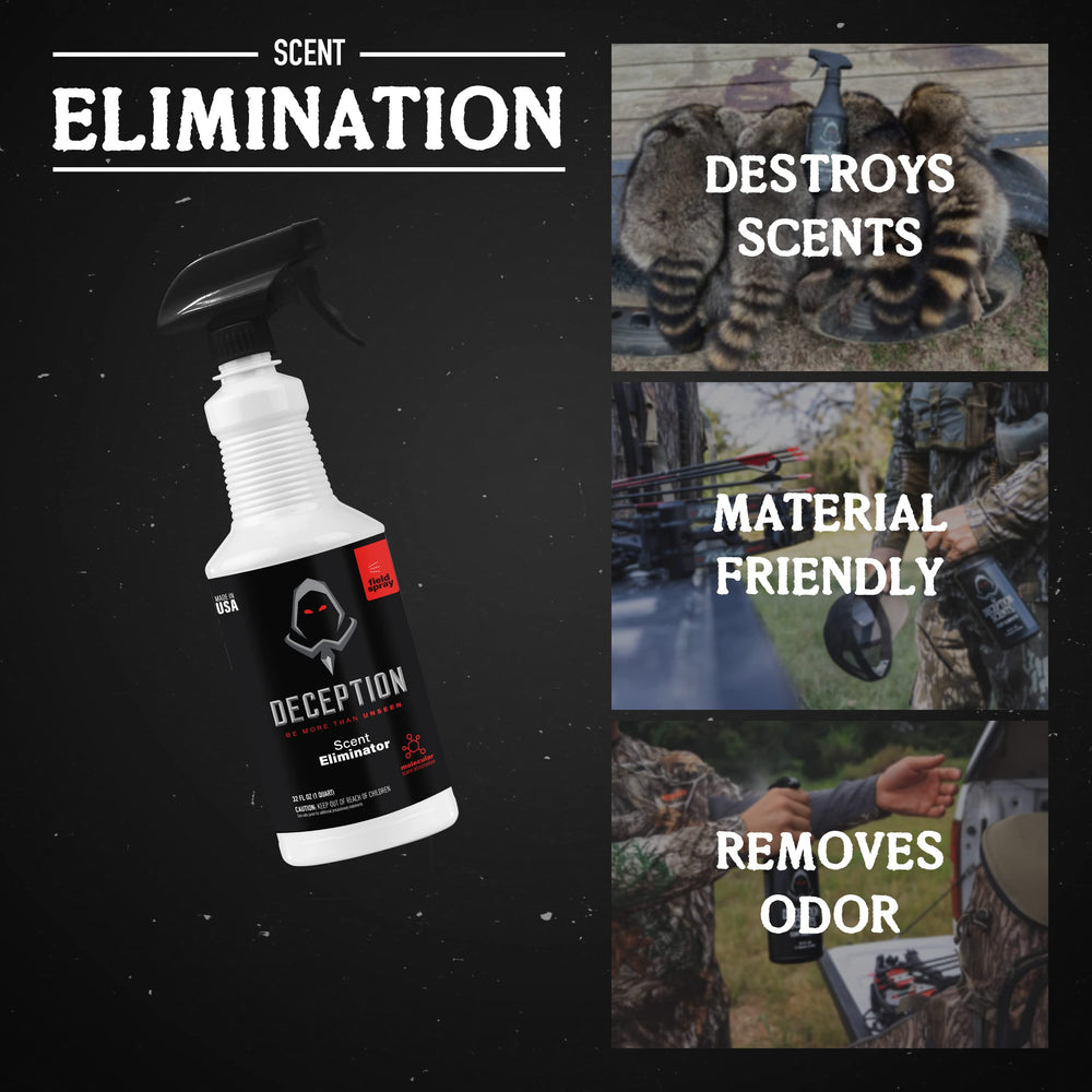 Deception Scents field spray applied to clothing keeps you unseen and fresh.
