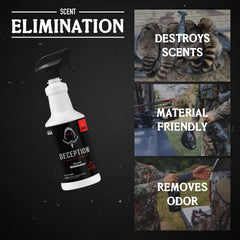 Deception Scents field spray applied to clothing keeps you unseen and fresh.
