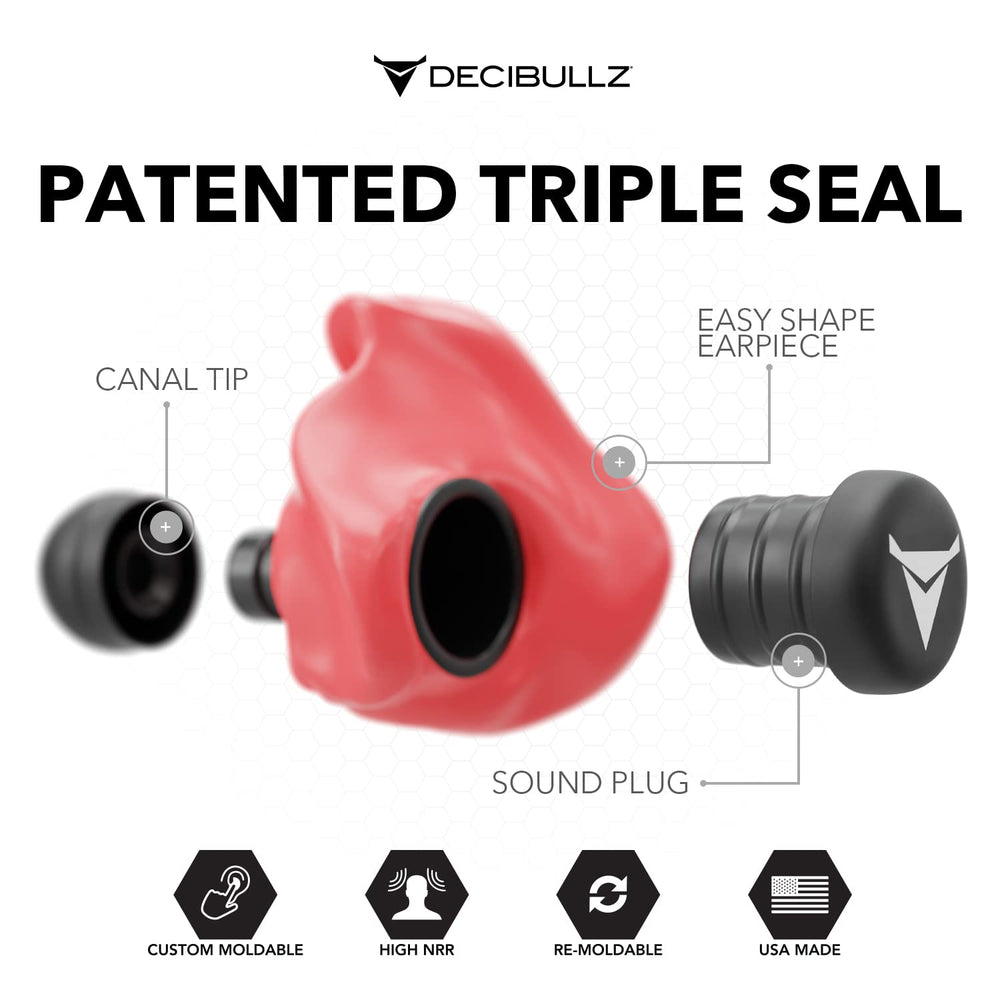 Decibullz remoldable earpieces ear shape close-up highlights reusability and precise ear-fit