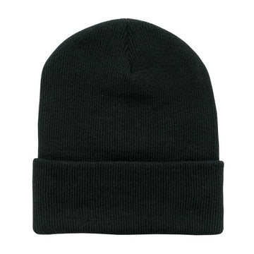 DECKY Acrylic Knit Cap in black – cuffed detail highlighting secure winter wear.