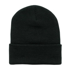 DECKY Acrylic Knit Cap in black – cuffed detail highlighting secure winter wear.
