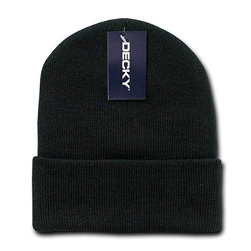 DECKY Acrylic Knit Cap in black – outer view showing warmth and snug fit.