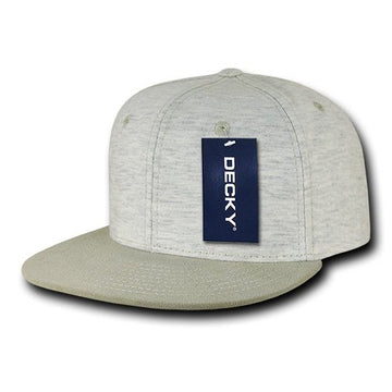 DECKY Heather Jersey Knit Snapback Cream, front view; versatile retro style for daily wear.