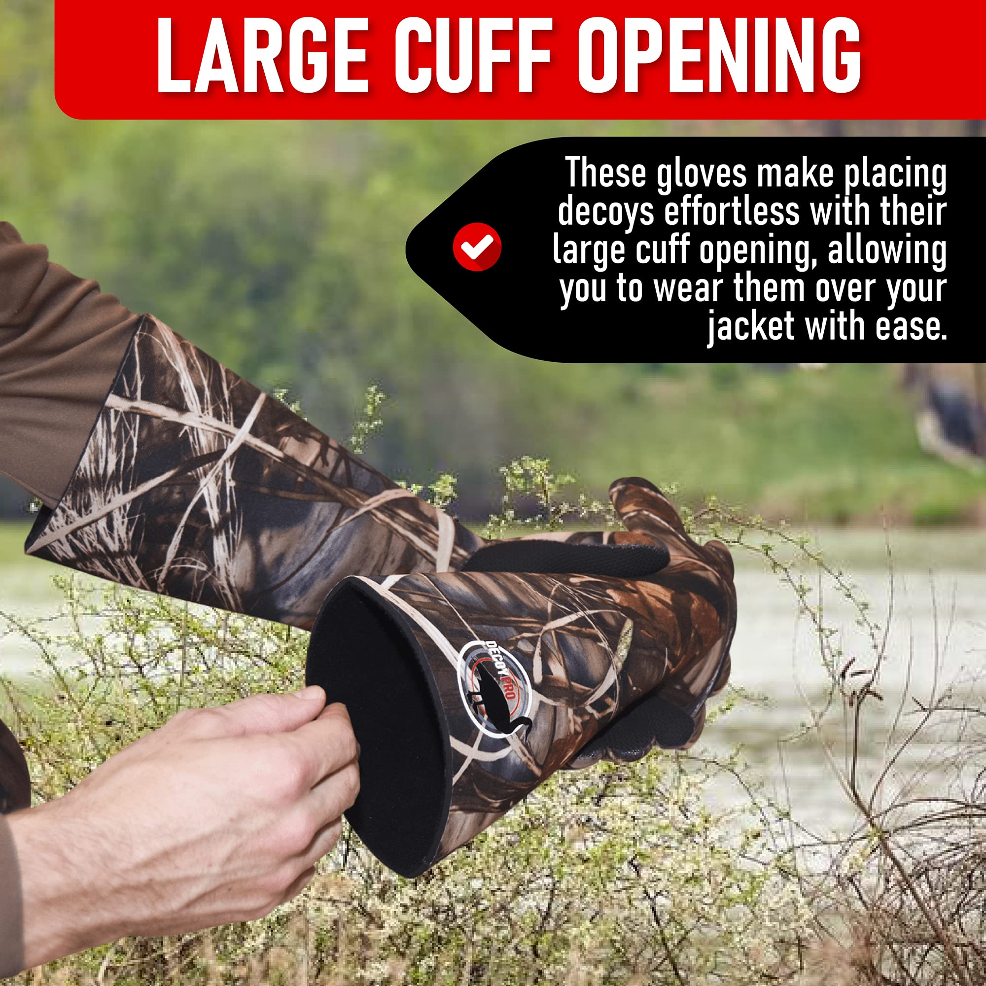 DecoyPro soft neoprene lining keeps hands warm.