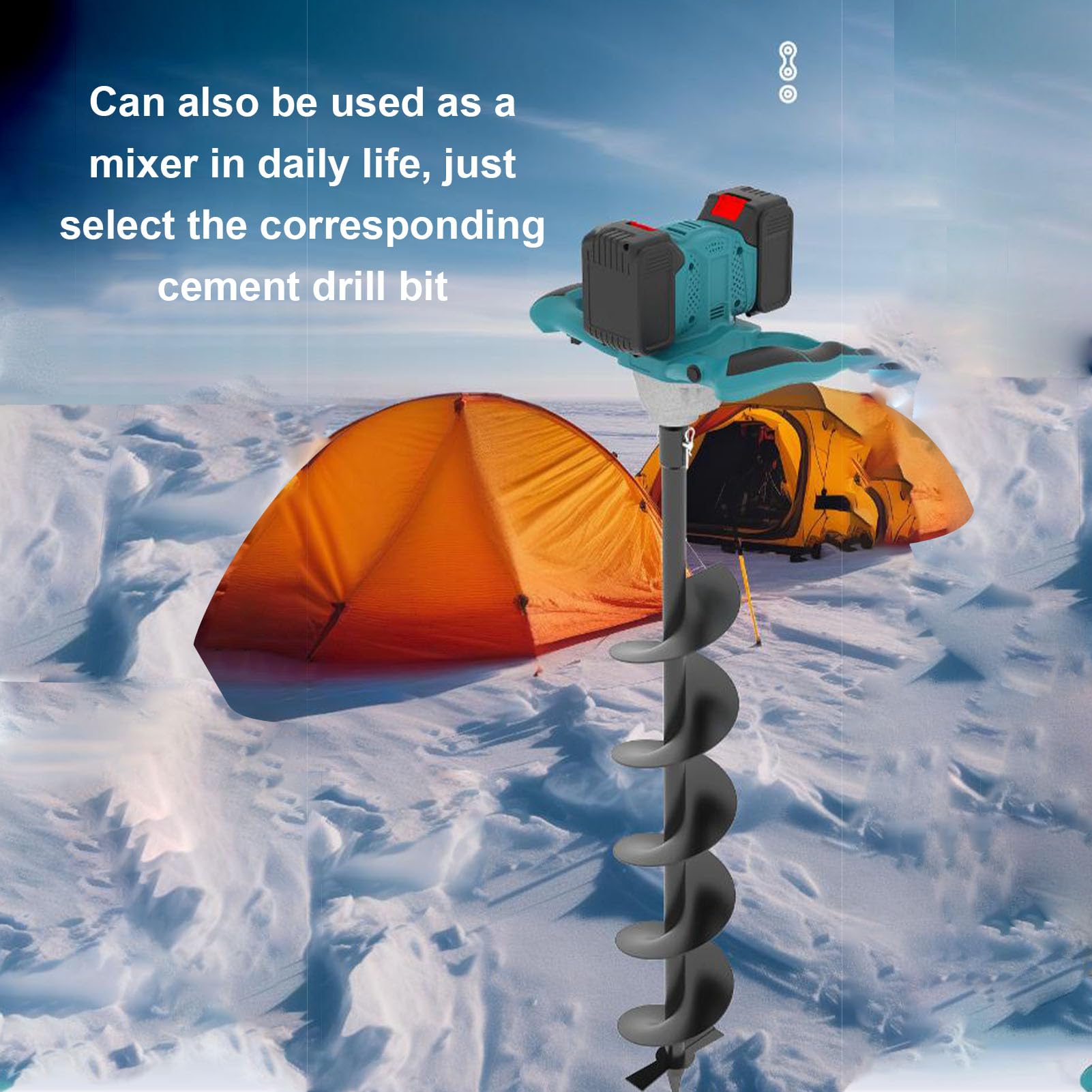 Decumeby cordless ice auger compatible with multiple batteries