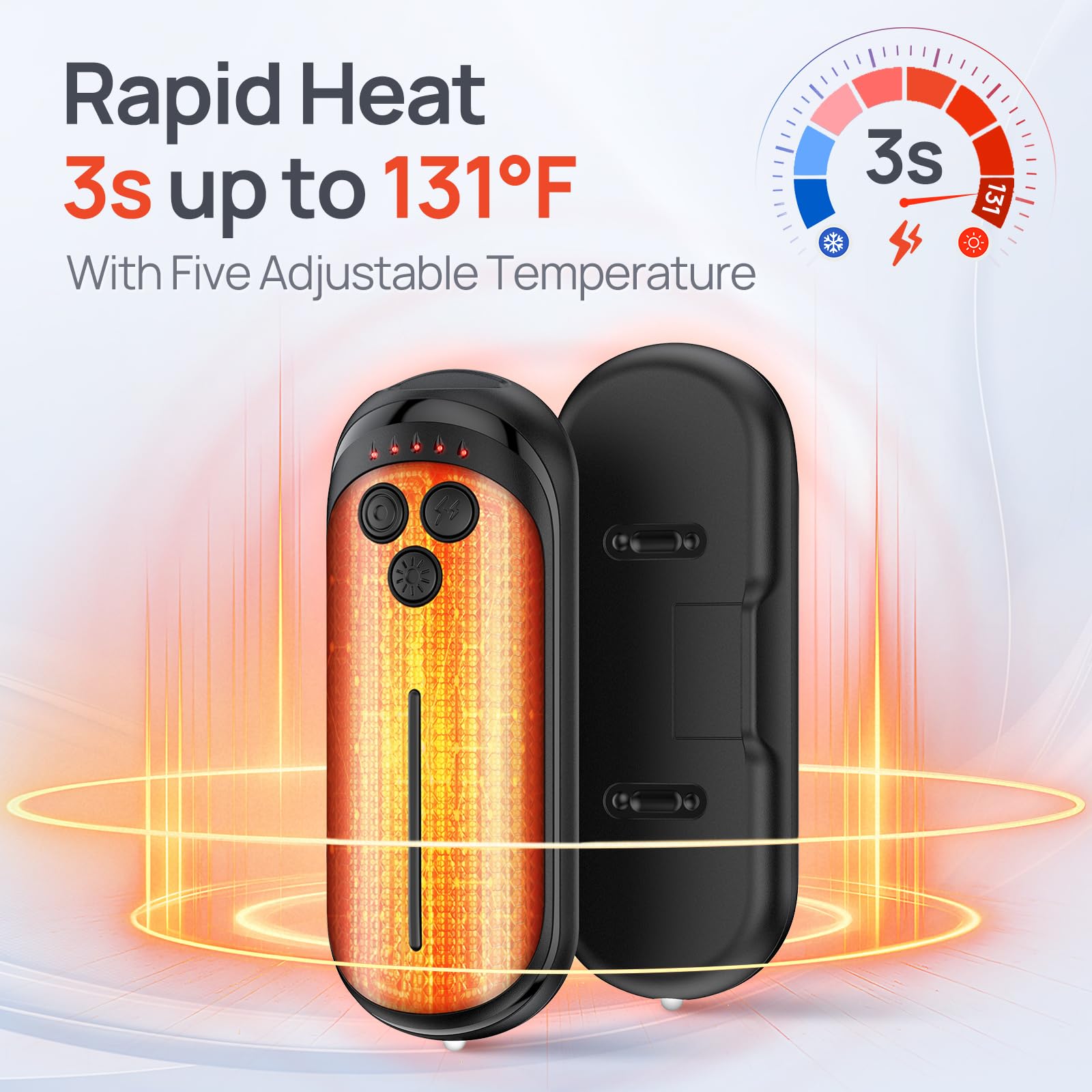 DeeKom hand warmers 6000mAh battery shows long-lasting heat for cold days.