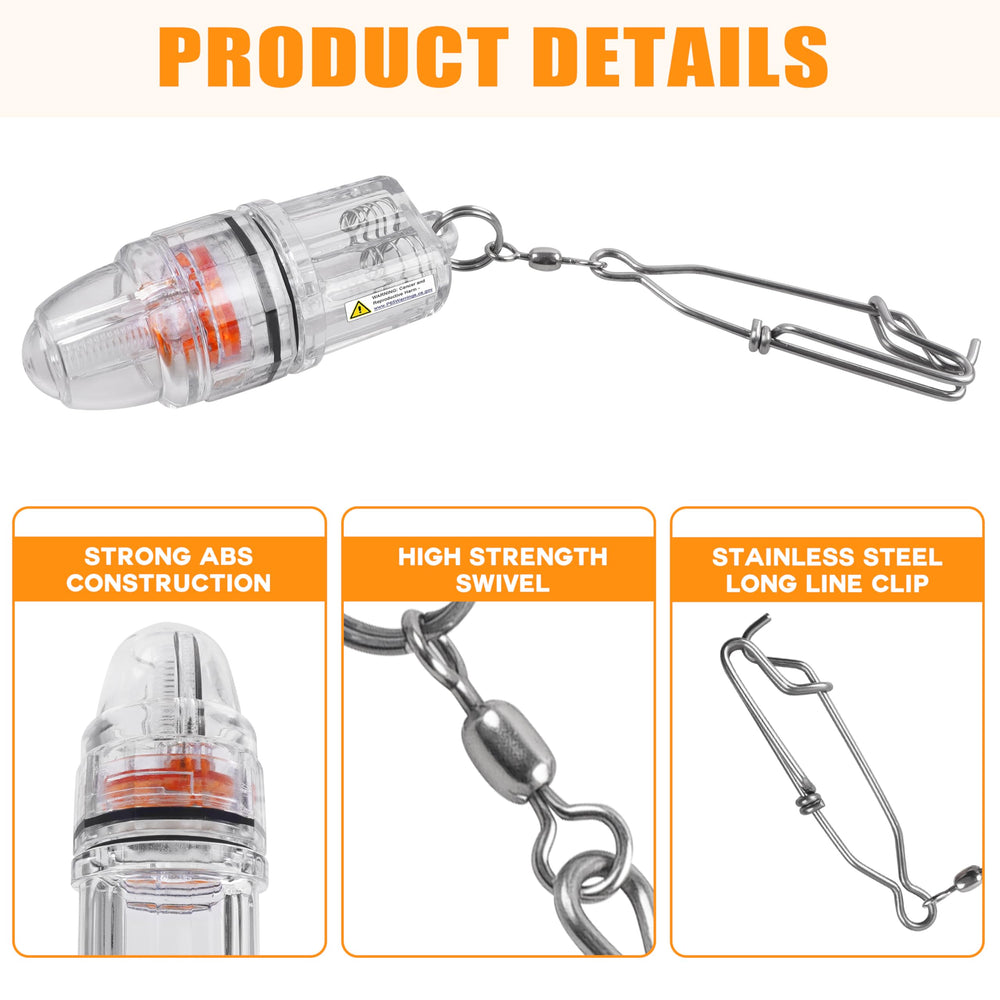 Side view showing stainless steel clip on Deep Drop light
