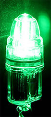 Underwater fishing light in action for lure attraction