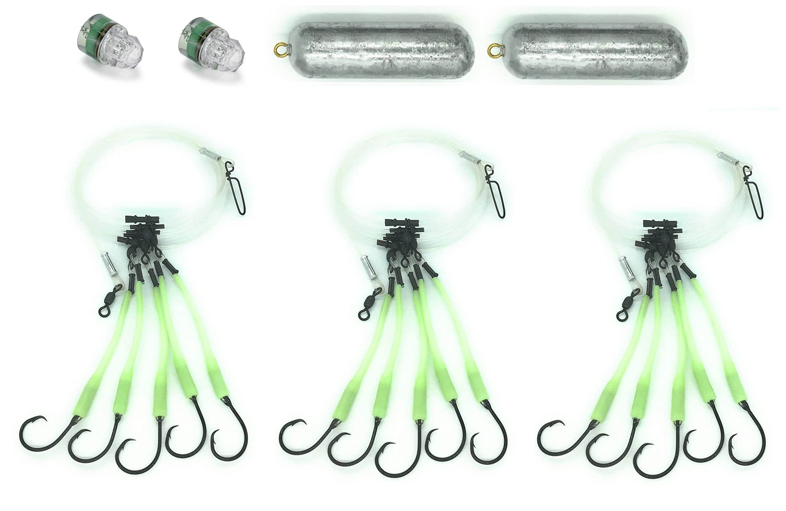 Three Deep Drop Snapper Rigs with 6/0 hooks bundled together