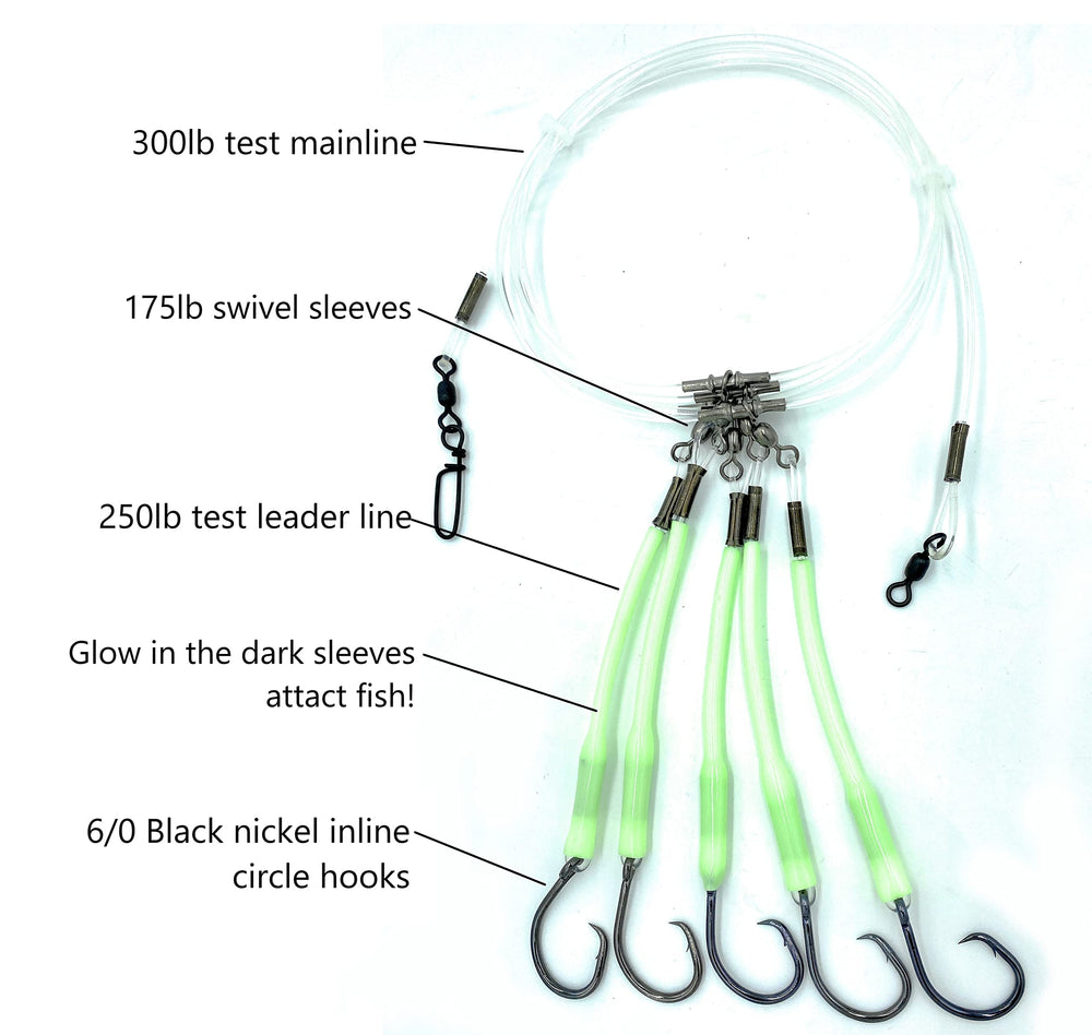 Close-up of Deep Drop Snapper Rig showing 6/0 circle hook