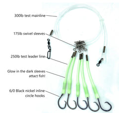 Close-up of Deep Drop Snapper Rig showing 6/0 circle hook