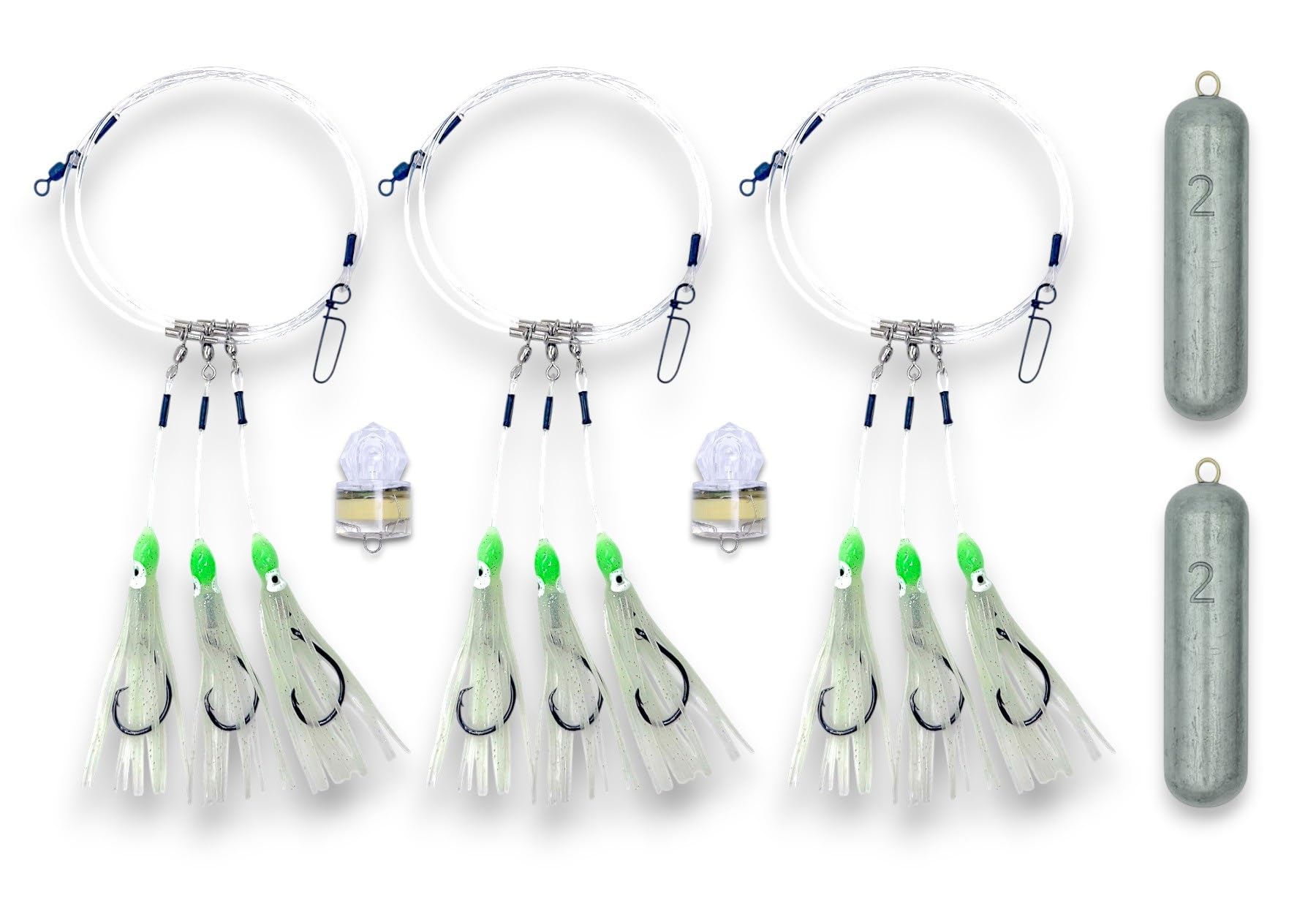 End Game Deep Drop Tilefish Rig Bundle — 3 Rigs, 2 Lights, 2 Weights ...