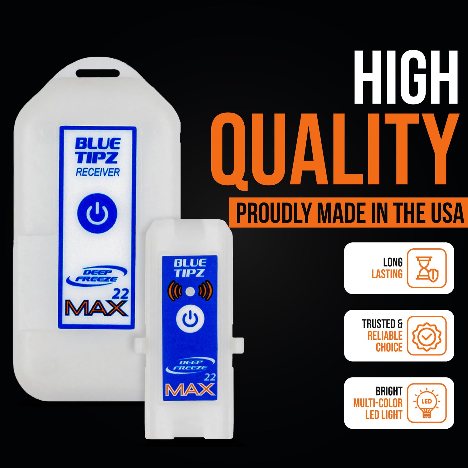 Deep Freeze BlueTipz battery compartment detail for long use.