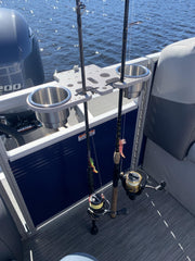 DeepBlue Outdoors pontoon rail tool organizer slot keeps essentials organized on deck.
