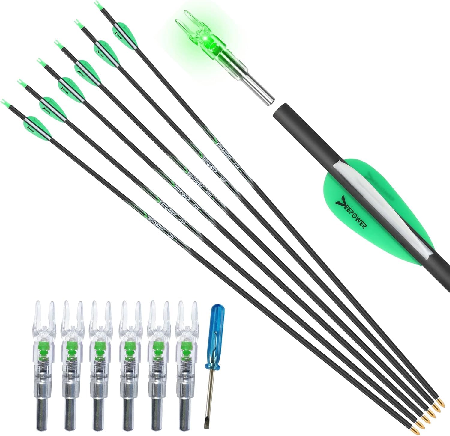 DEEPOWER 31-inch carbon arrows showcasing precise shaft for consistent flight.