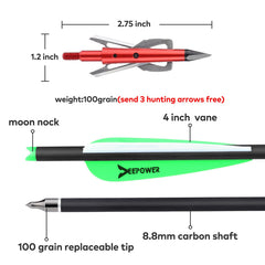 DEEPOWER 100-grain mechanical broadheads for clean outdoor hunting